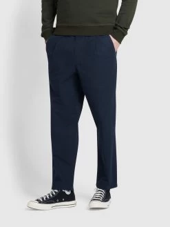 Farah Hawtin Tapered Fit Canvas Drawstring Trousers In True Navy -Farah v1uiuhv7lofzfmtcmko5