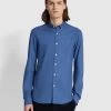 Farah Brewer Slim Fit Organic Cotton Oxford Shirt In Steel Blue