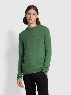 Farah Birchall Slim Fit Crew Neck Sweater In Wreath Green