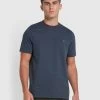 Farah Oakland Regular Fit Organic Cotton T-Shirt In Liquorice Blue -Farah vxl8podwxclozuzauhvk