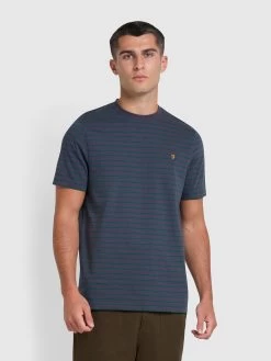Farah Oakland Regular Fit Organic Cotton T-Shirt In Liquorice Blue