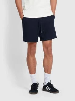 Farah Redwald Waffle Drawstring Shorts In True Navy