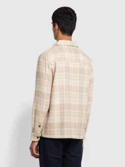 Farah Marks Relaxed Fit Check Overshirt In Straw Beige -Farah wces2nglkdo8yhcak4lx