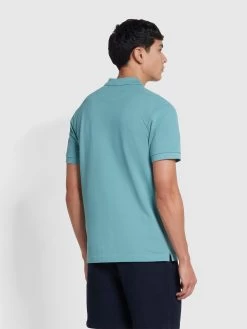 Farah Blanes Organic Cotton Short Sleeve Polo Shirt In Brook Blue -Farah wffppfpwghldeoz8gooz