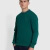 Farah Tim Organic Cotton Crew Neck Sweatshirt In Botanic Green