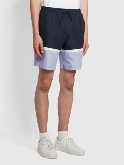 Farah Murphy Cut & Sew Swim Shorts In True Navy