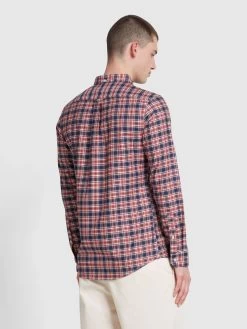Farah Fraser Slim Fit Check Long Sleeve Shirt In Clay Red -Farah wrgcpmnfa6kdkwzpya9m