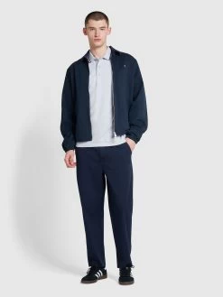 Farah Hawtin Tapered Fit Twill Trousers In True Navy