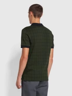 Farah Hunningale Slim Fit Check Organic Cotton Polo Shirt In Evergreen -Farah ww8qqvxs97brdwqdvdg9