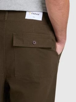 Farah Hawtin Relaxed Fit Canvas Trousers In Olive Green -Farah x4ai58yyotwfznrgpjja