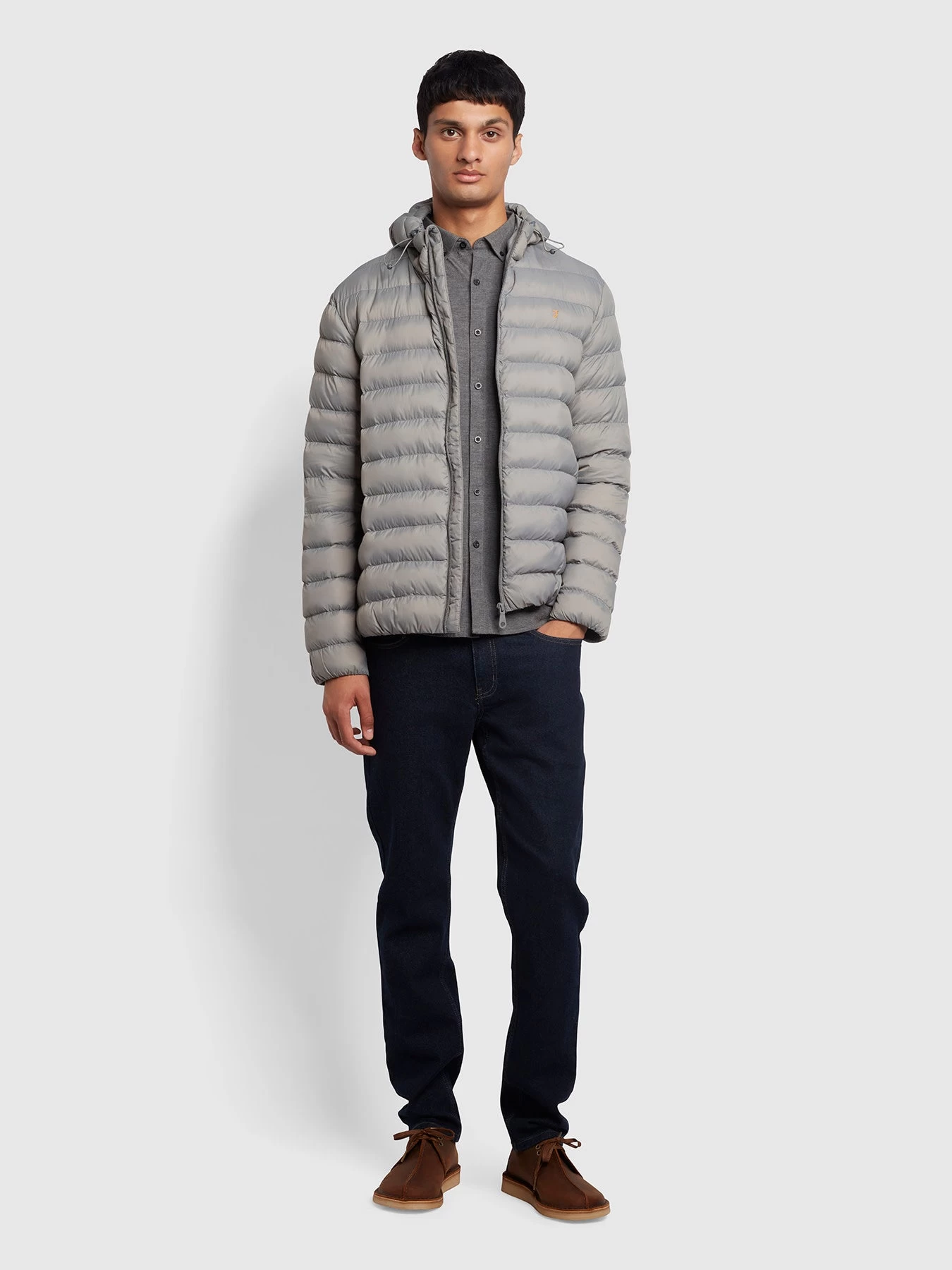 Steen Slim Fit Brushed Organic Cotton Shirt In Farah Grey Marl 4 Steen Slim Fit Brushed Organic Cotton Shirt In Farah Grey Marl - Image 2