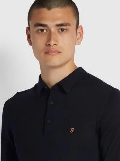 Farah Glenarm Slim Fit Polo Jumper In True Navy -Farah x6a4ksb7iosgxvvkknos