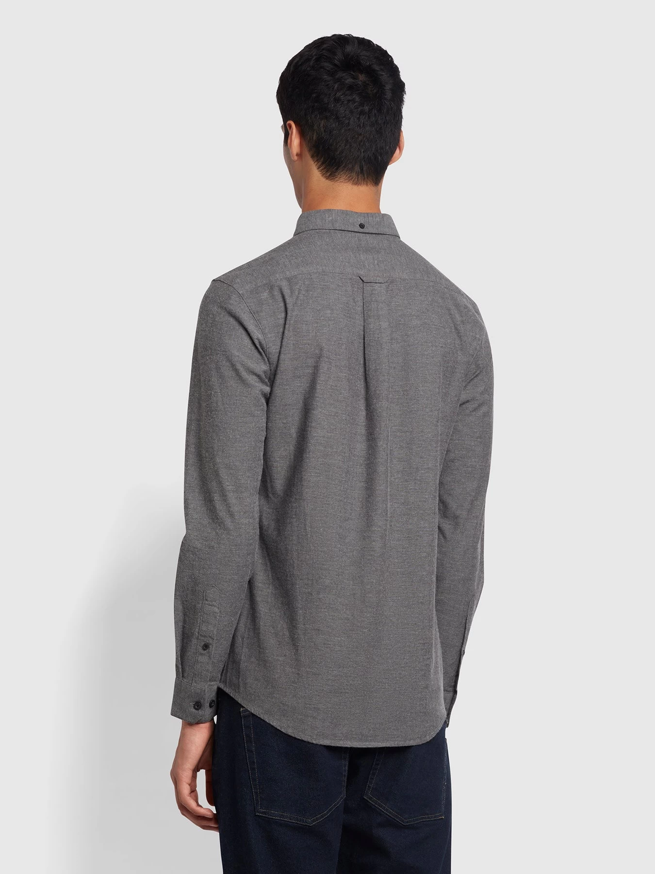 Steen Slim Fit Brushed Organic Cotton Shirt In Farah Grey Marl 5 Steen Slim Fit Brushed Organic Cotton Shirt In Farah Grey Marl - Image 3