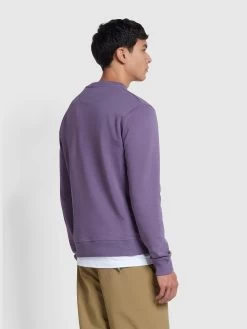 Farah Tim Organic Cotton Crew Neck Sweatshirt In Slate Purple -Farah xbjhkxvtg9qicwi7o55m