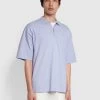 Farah Costello Organic Cotton Zipped Polo Shirt In Dusty Lilac