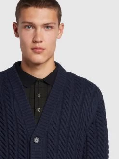 Farah Gabriel Regular Fit V Neck Cardigan In True Navy -Farah yfldlwrmk8lsgysqmmni