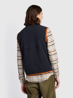 Farah Vernazza Regular Fit Full Zip Fleece Gilet In True Navy -Farah yhpp8a1kpwvr9u9ytebr