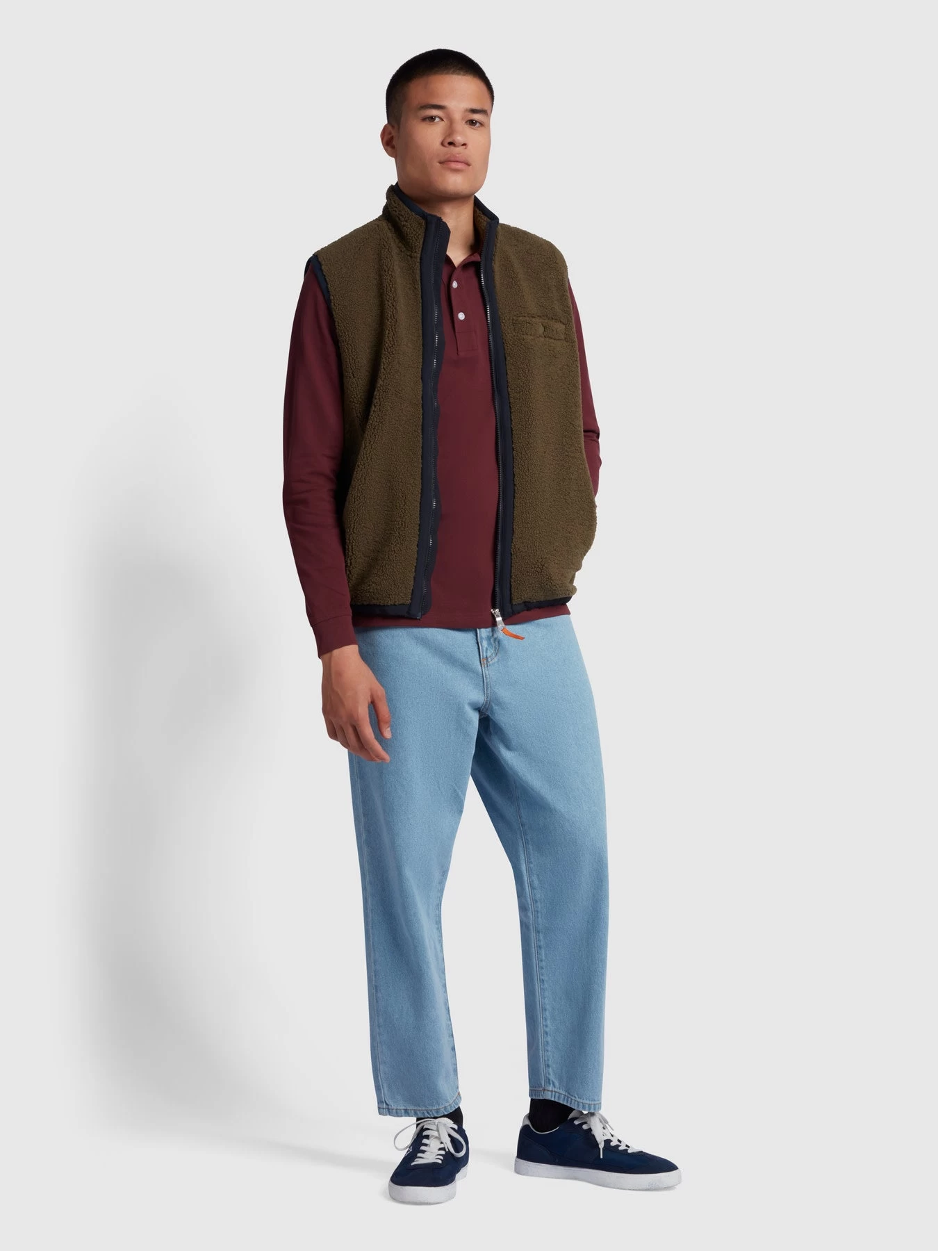 Blanes Organic Cotton Long Sleeve Polo Shirt In Farah Red 4 Blanes Organic Cotton Long Sleeve Polo Shirt In Farah Red - Image 2