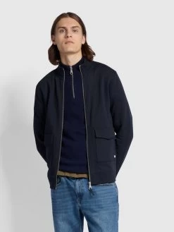 Farah Sorrento Regular Fit Loopback Full Zip Sweatshirt In True Navy