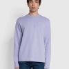 Farah Cave Organic Cotton Crew Neck Sweatshirt In Dusty Lilac 1 Farah Cave Organic Cotton Crew Neck Sweatshirt In Dusty Lilac -Farah yt79katfexxzsovblbup