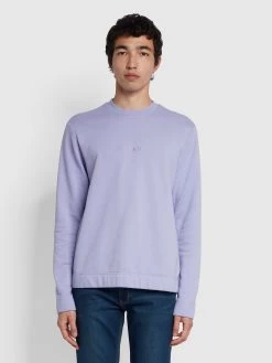 Farah Cave Organic Cotton Crew Neck Sweatshirt In Dusty Lilac