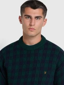 Farah Mossmun Check Crew Neck Jumper In Botanic Green -Farah zi8jyp3y9yfwv89wapf4