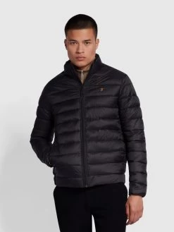 Farah Joel Regular Fit Wadded Shell Jacket In Black