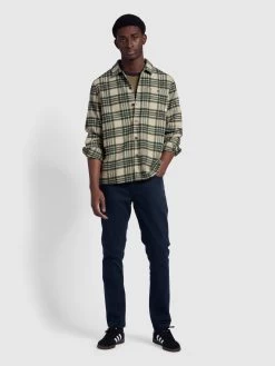 Farah Elm Regular Slim Fit Heavy Twill Cord Trousers In True Navy